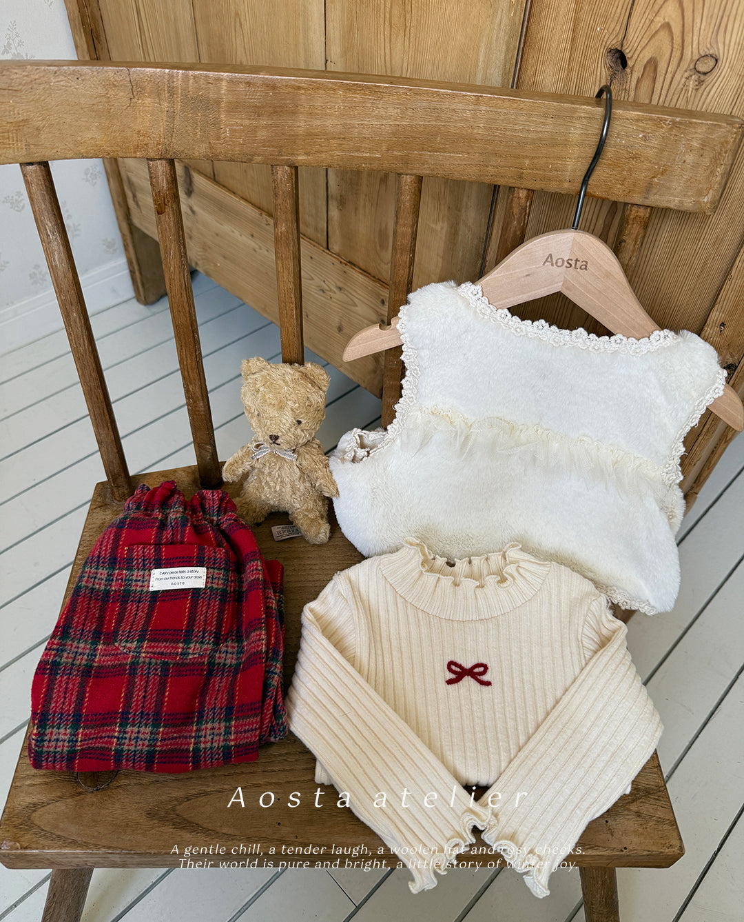 ［Aosta］Fur open vest