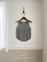 Mini check suspender rompers