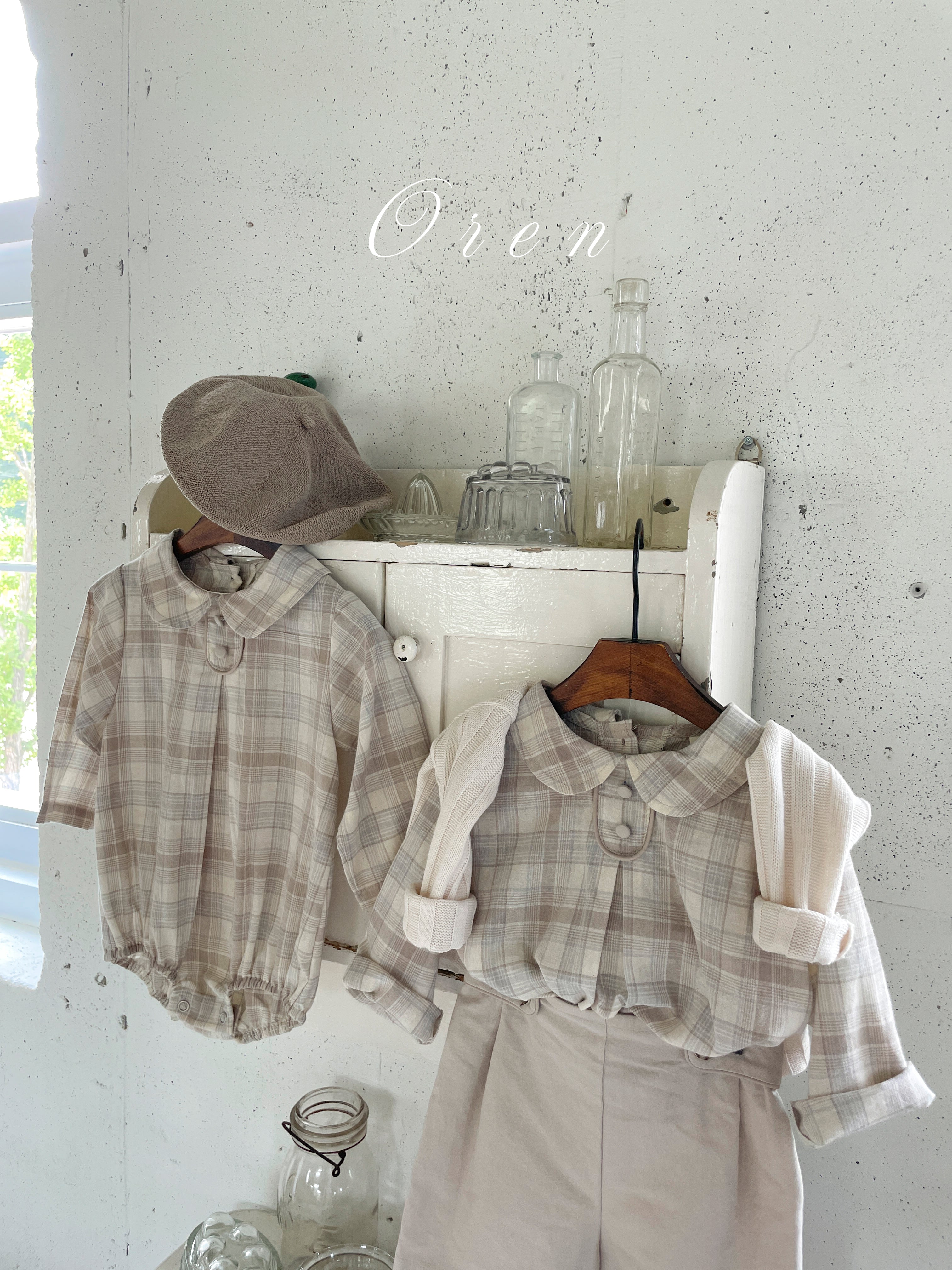 ［OREN］Leandre check rompers