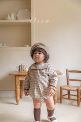 ［OREN］Brunette check rompers
