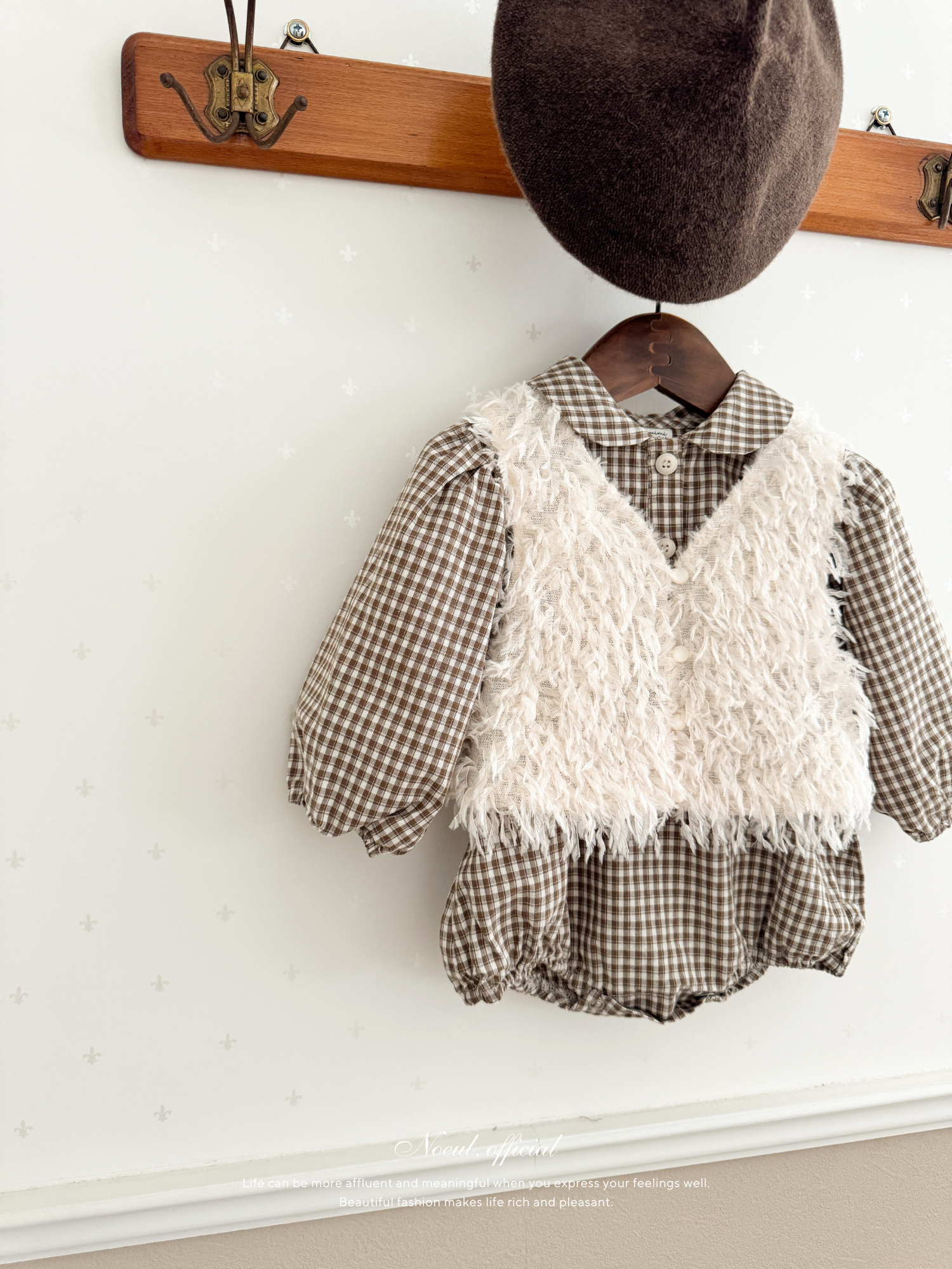 Sunny check collar rompers
