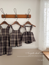 Noirjette check salopette pants