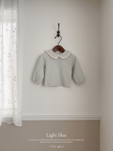 Stripe lace collar tops