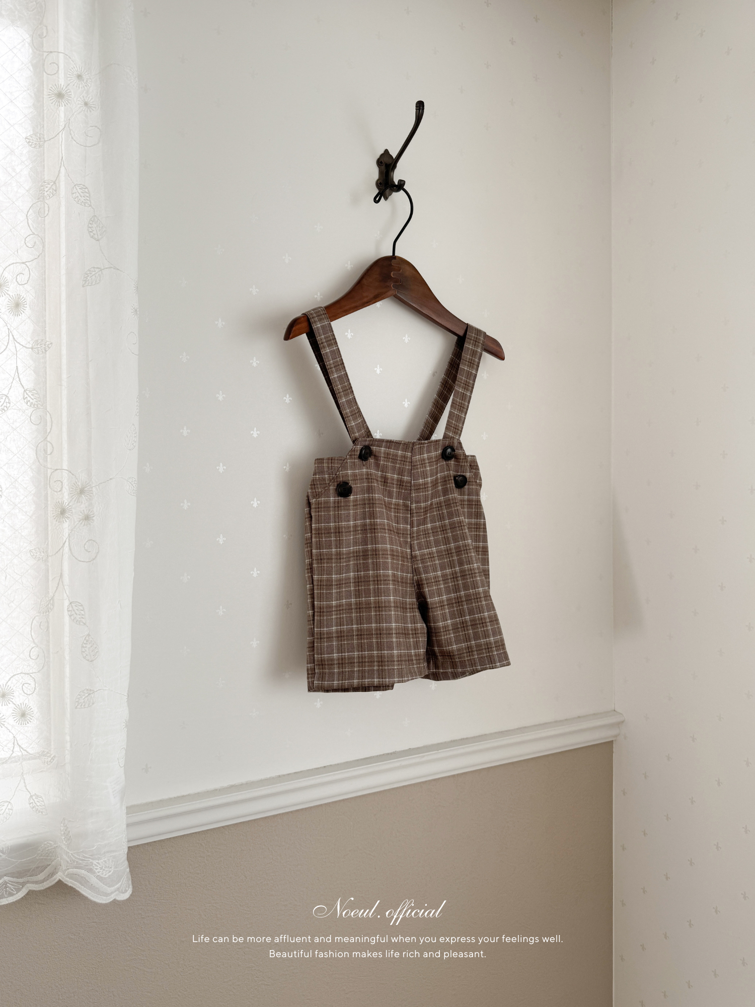 Rommy check suspender pants