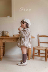 ［OREN］Brunette check rompers