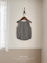 Mini check suspender rompers