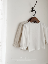 Eyelet lace puff tops
