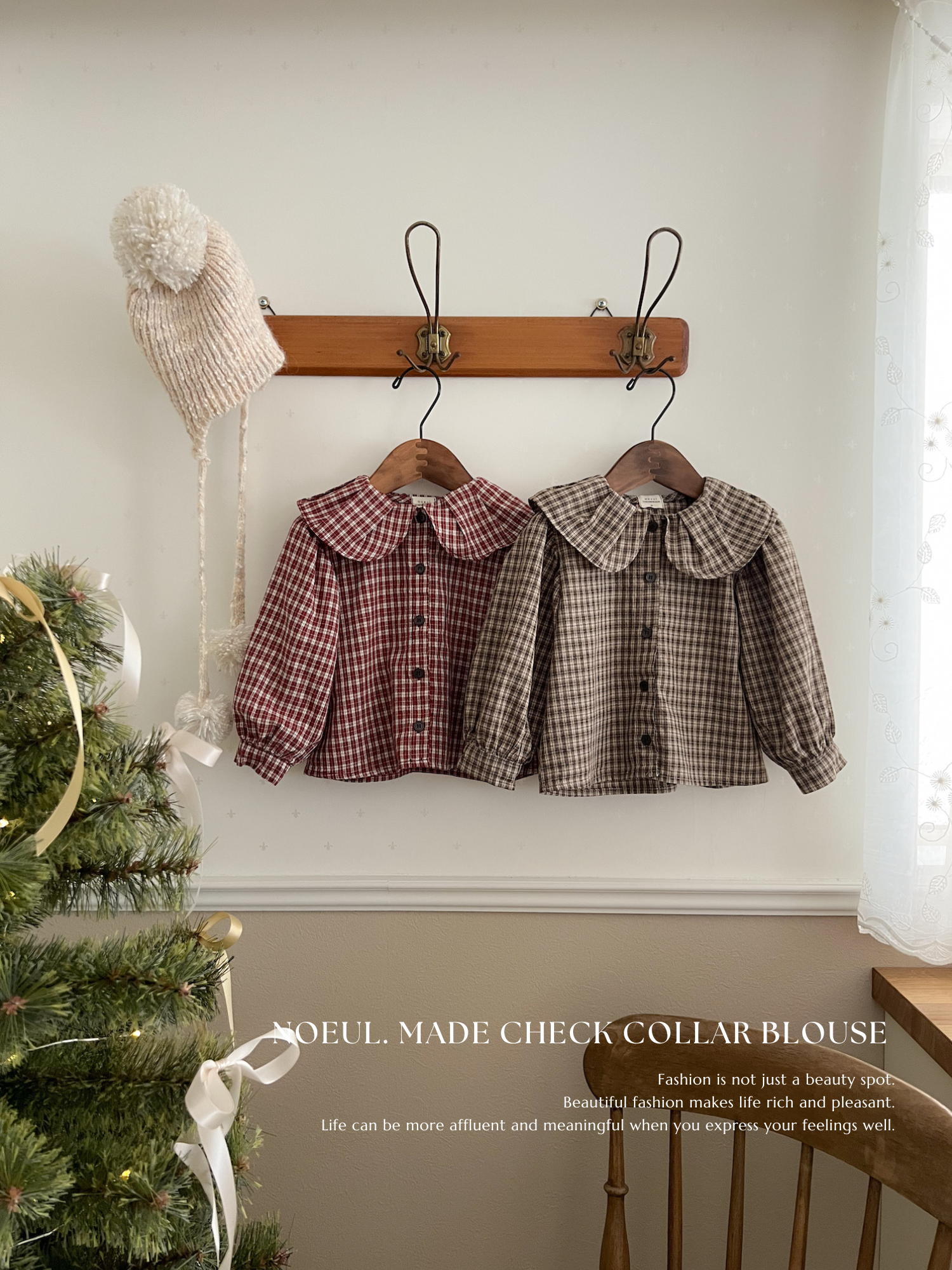 *Noeul.made* Check collar blouse