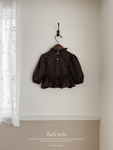 Ann check frill blouse