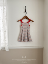Double strap stripe flare one-piece