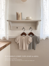 Puff ribbon stripe tops (baby & kids)