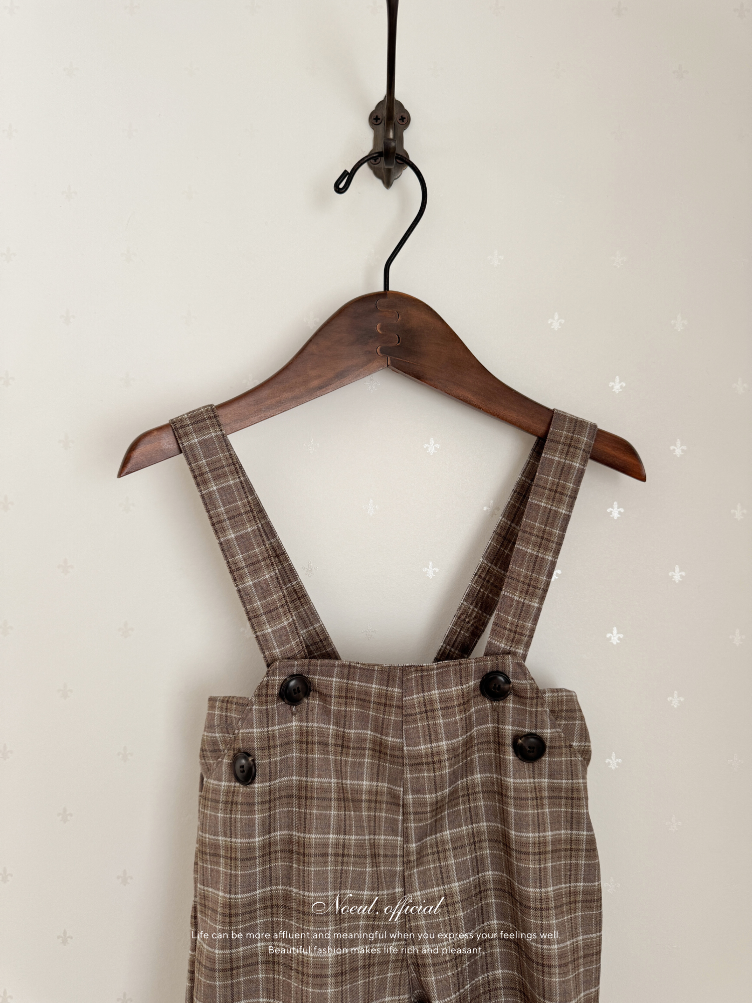 Rommy check suspender pants