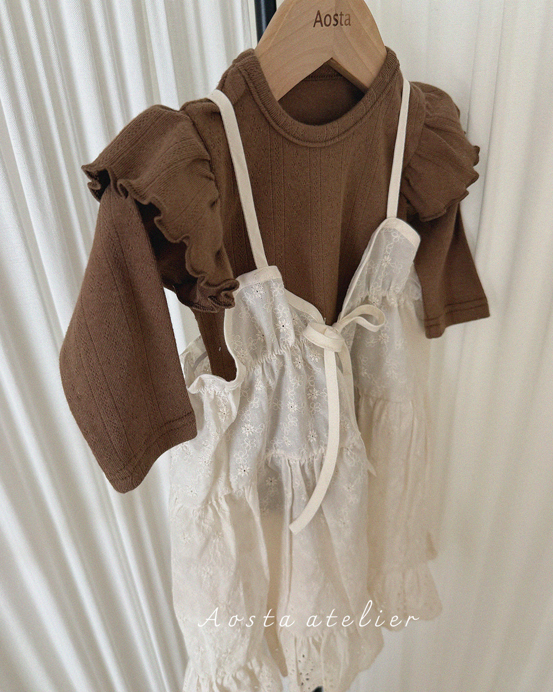 ［Aosta］Lace Cotton Open Dress