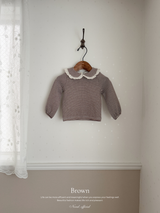 Stripe lace collar tops