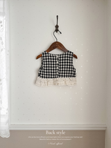 Check lace blouse
