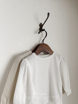 Eyelet lace puff tops