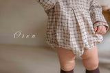 ［OREN］Brunette check rompers