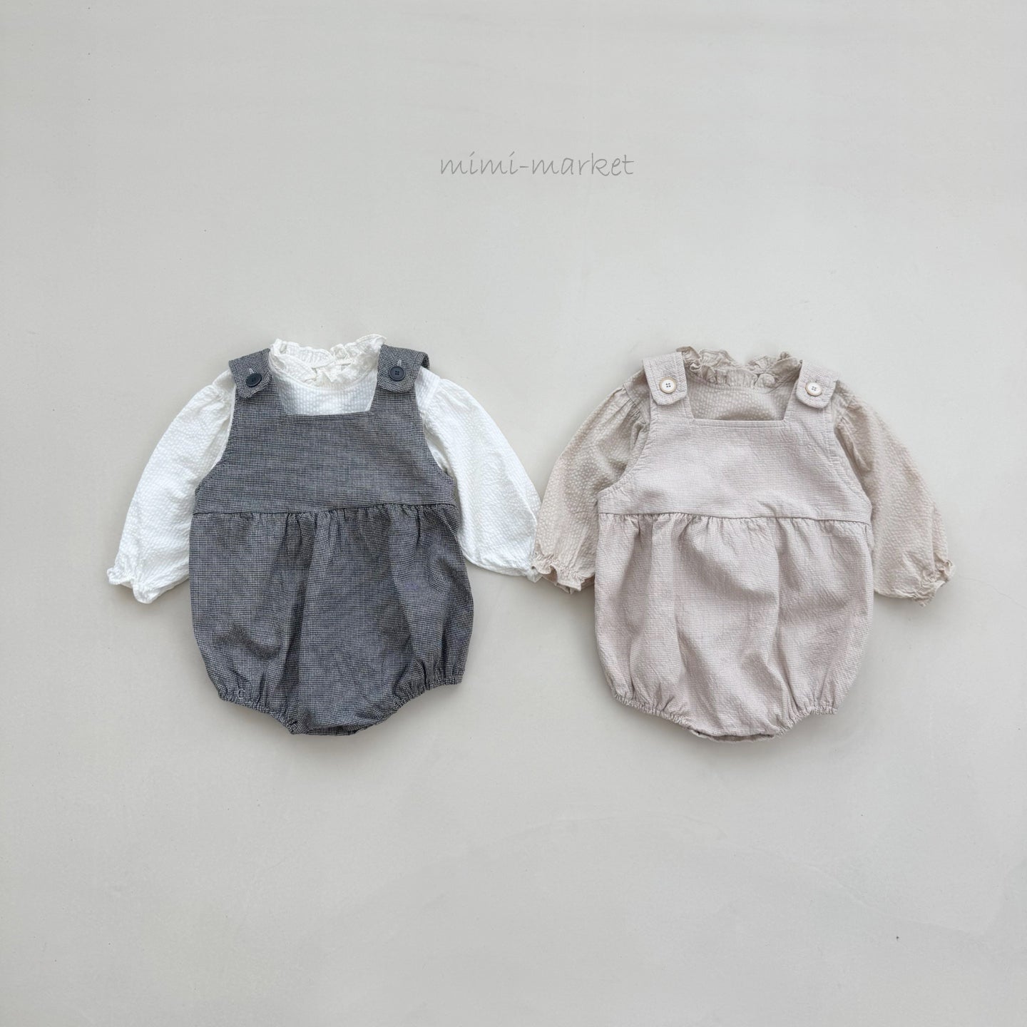 ［mimi market］Mini check rompers