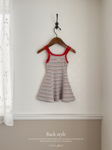 Double strap stripe flare one-piece