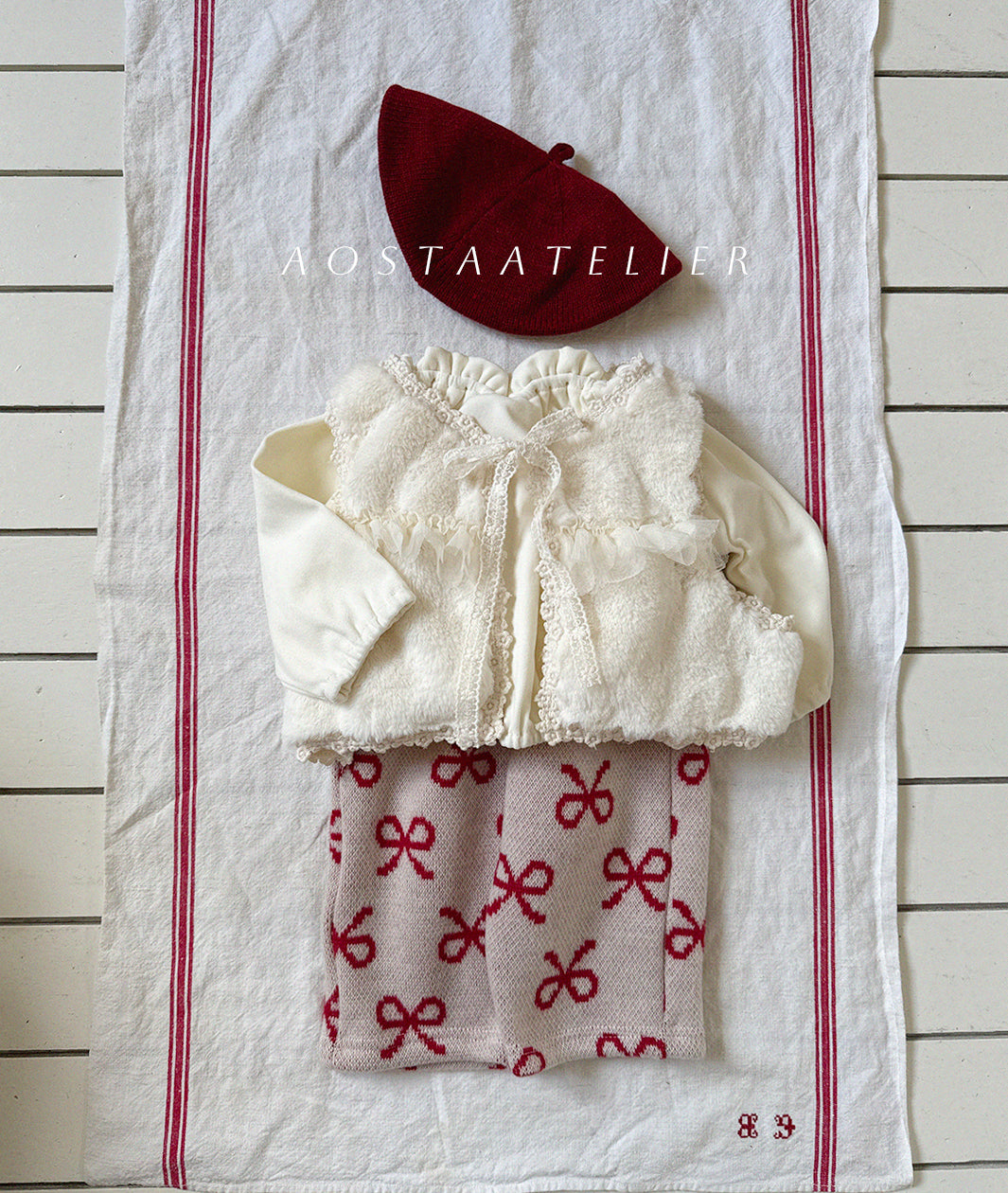 ［Aosta］Fur open vest