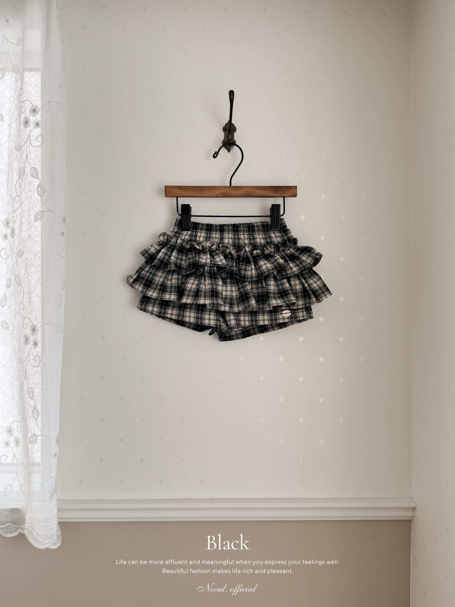 Roman check cancan pants