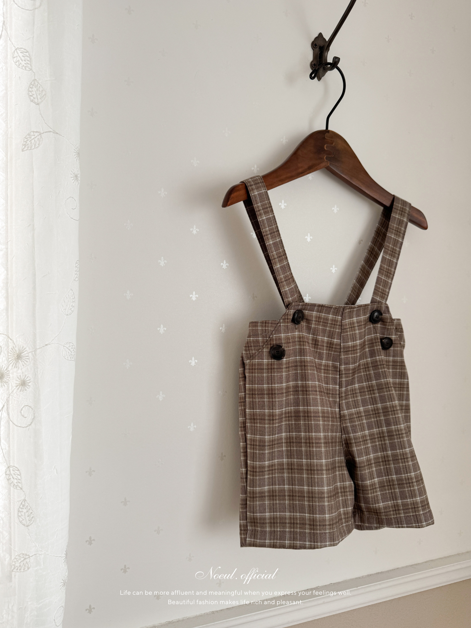 Rommy check suspender pants