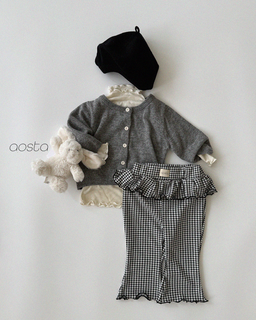 ［Aosta］Kiki Frill Check Pants