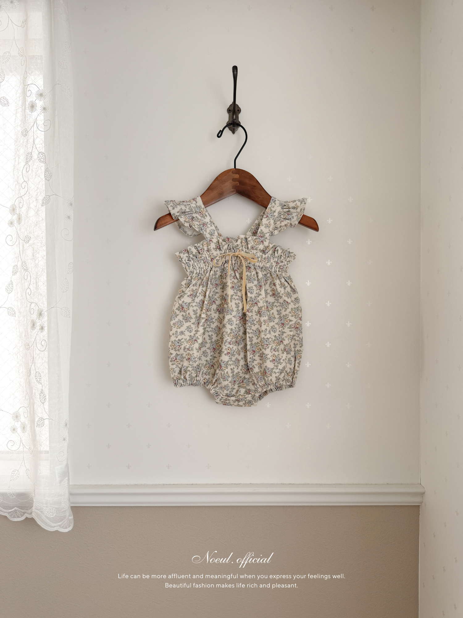 Garden frill ribbon rompers