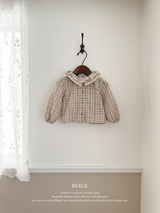 Petit check frill blouse