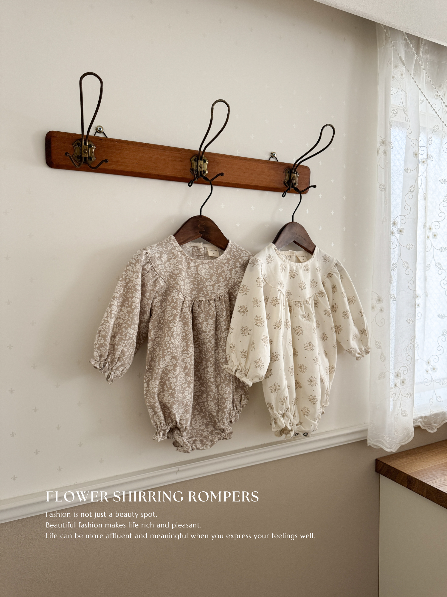 Flower shirring rompers