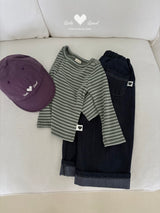 ［Lala land］Roll up denim pants
