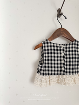 Check lace blouse