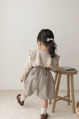 Mini check suspender pants