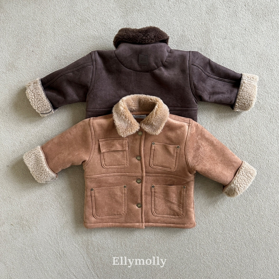 ［ELLY MOLLY］Soft tow tone mouton jacket