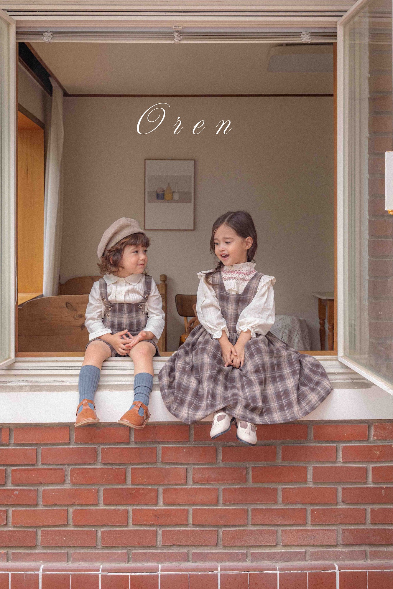 ［OREN］Noirjette check one-piece (kids)