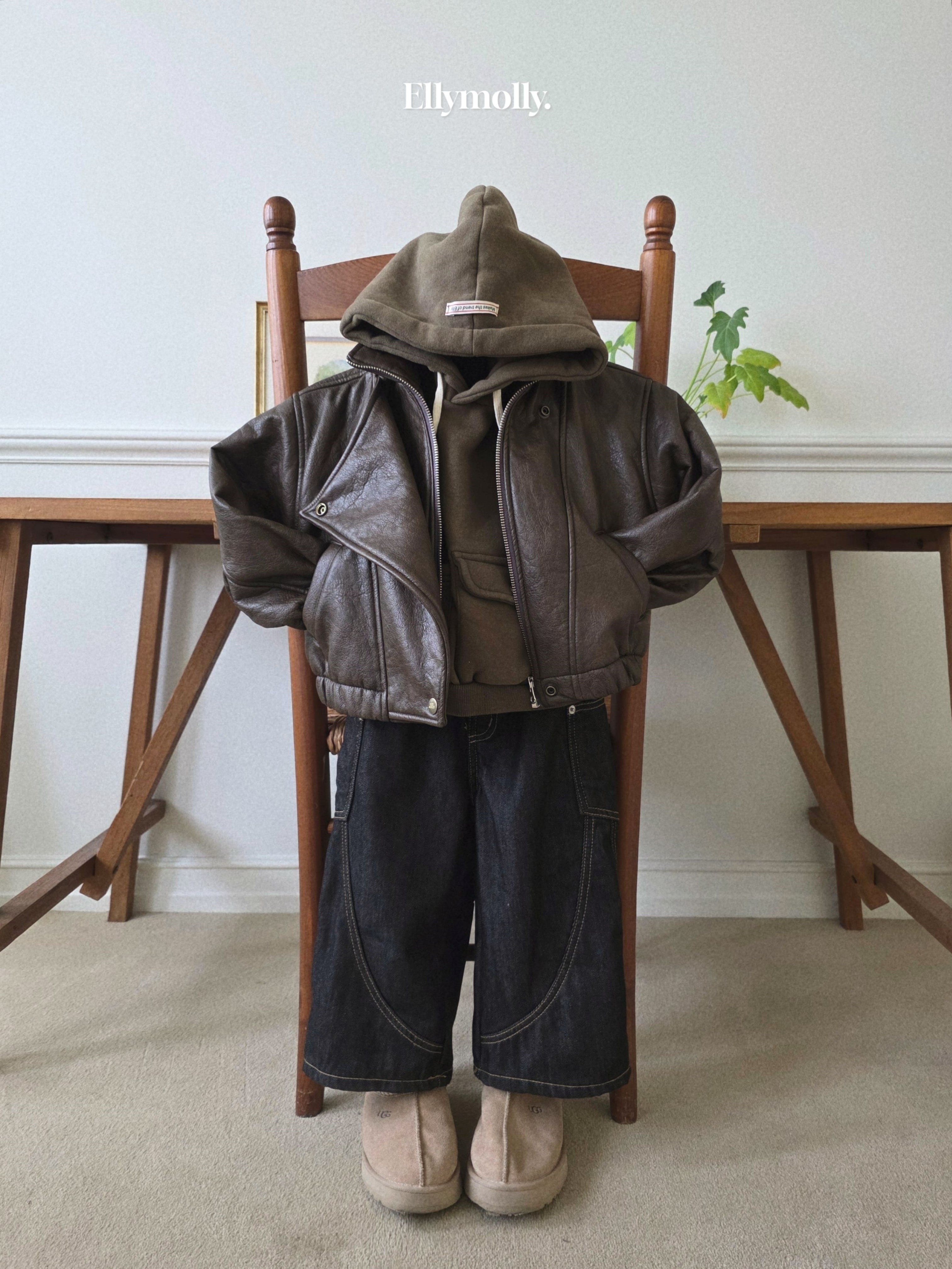 ［ELLY MOLLY］Rivet curve denim pants