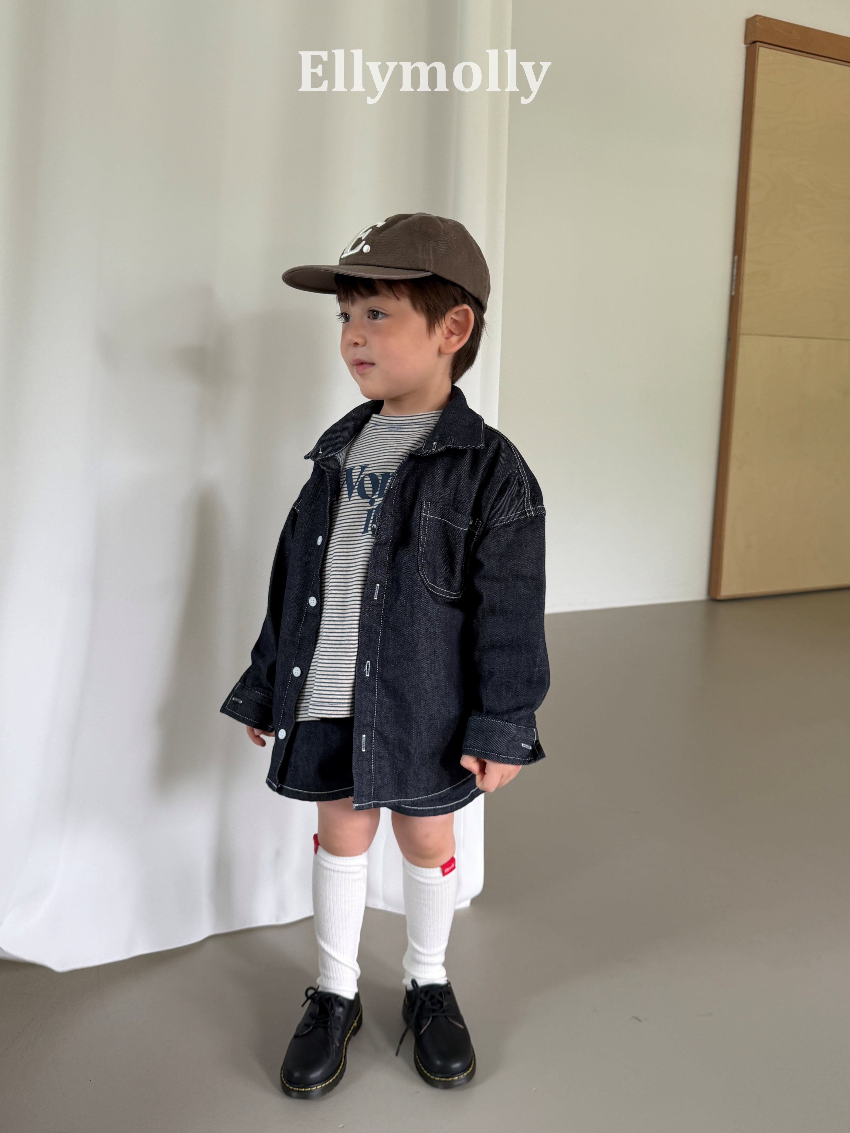 ［ELLY MOLLY］Flap non-fade denim short pants