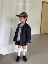 ［ELLY MOLLY］Flap non-fade denim short pants