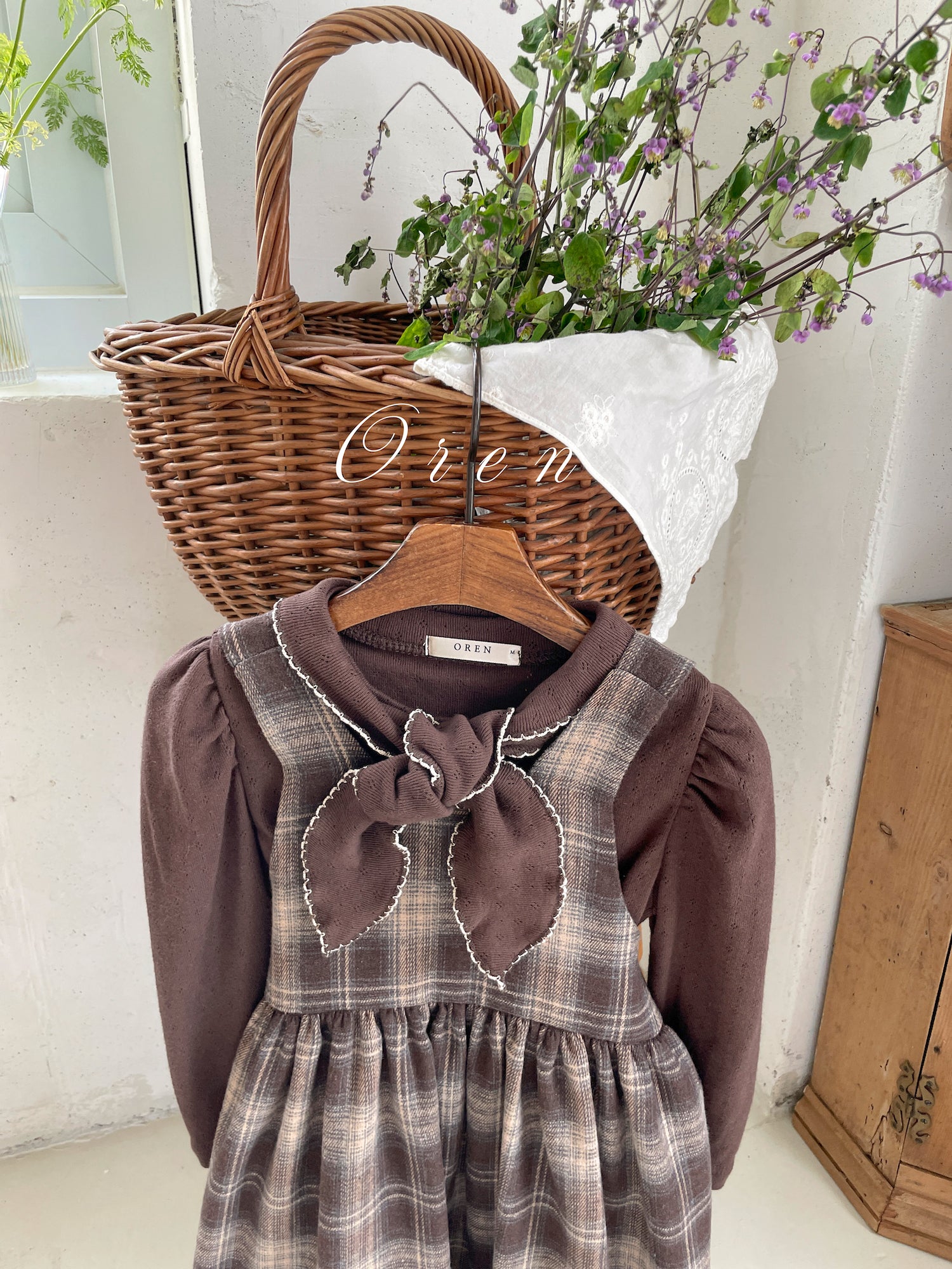 ［OREN］Noirjette check one-piece (kids)