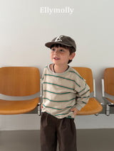 ［ELLY MOLLY］Domino stripe pigment tee