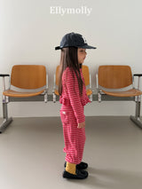 ［ELLY MOLLY］Loen stripe frill cardigan