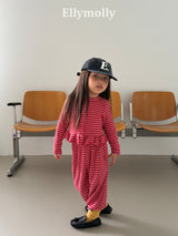 ［ELLY MOLLY］Loen stripe frill cardigan