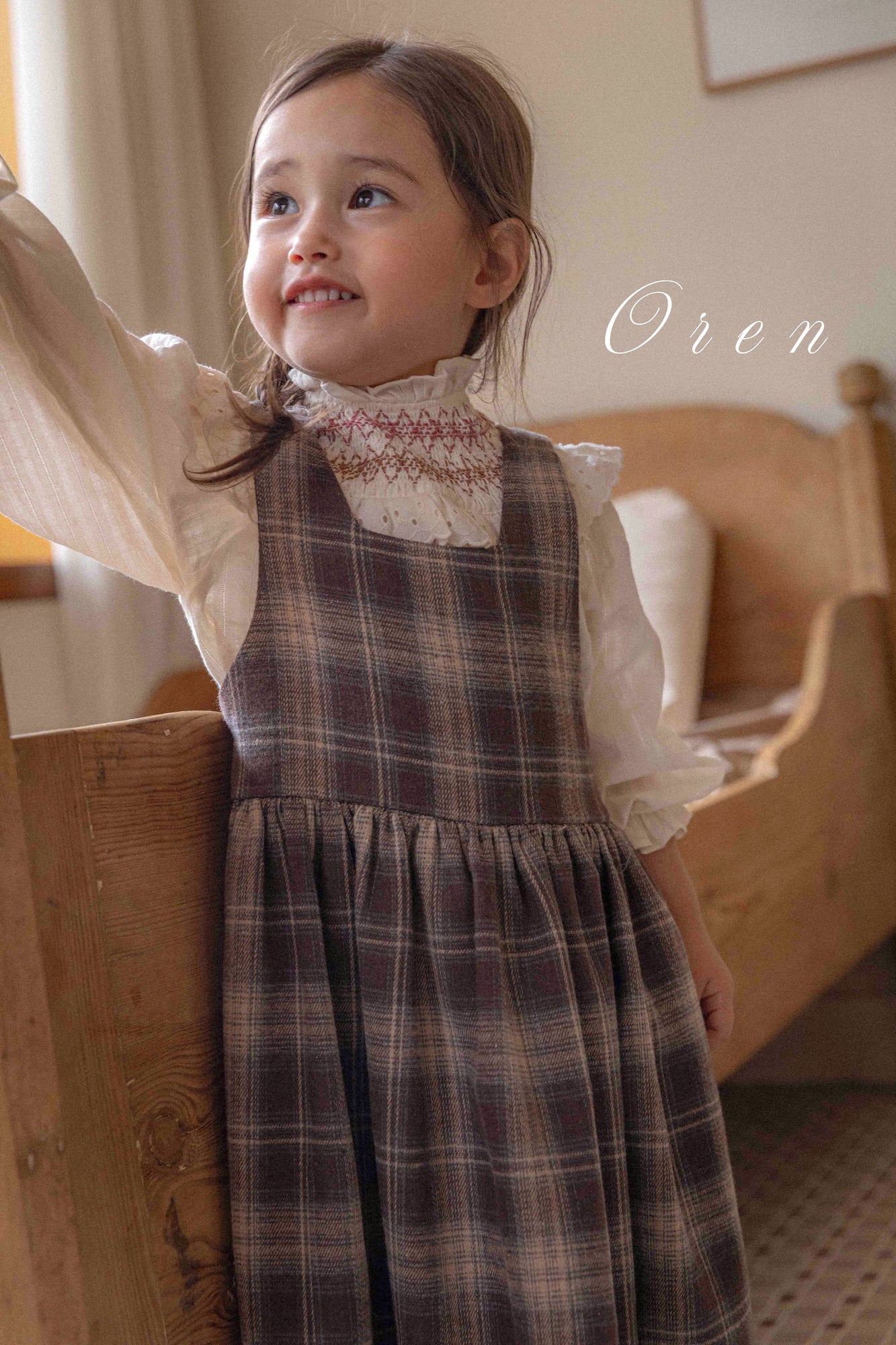 ［OREN］Noirjette check one-piece (kids)