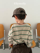 ［ELLY MOLLY］Domino stripe pigment tee