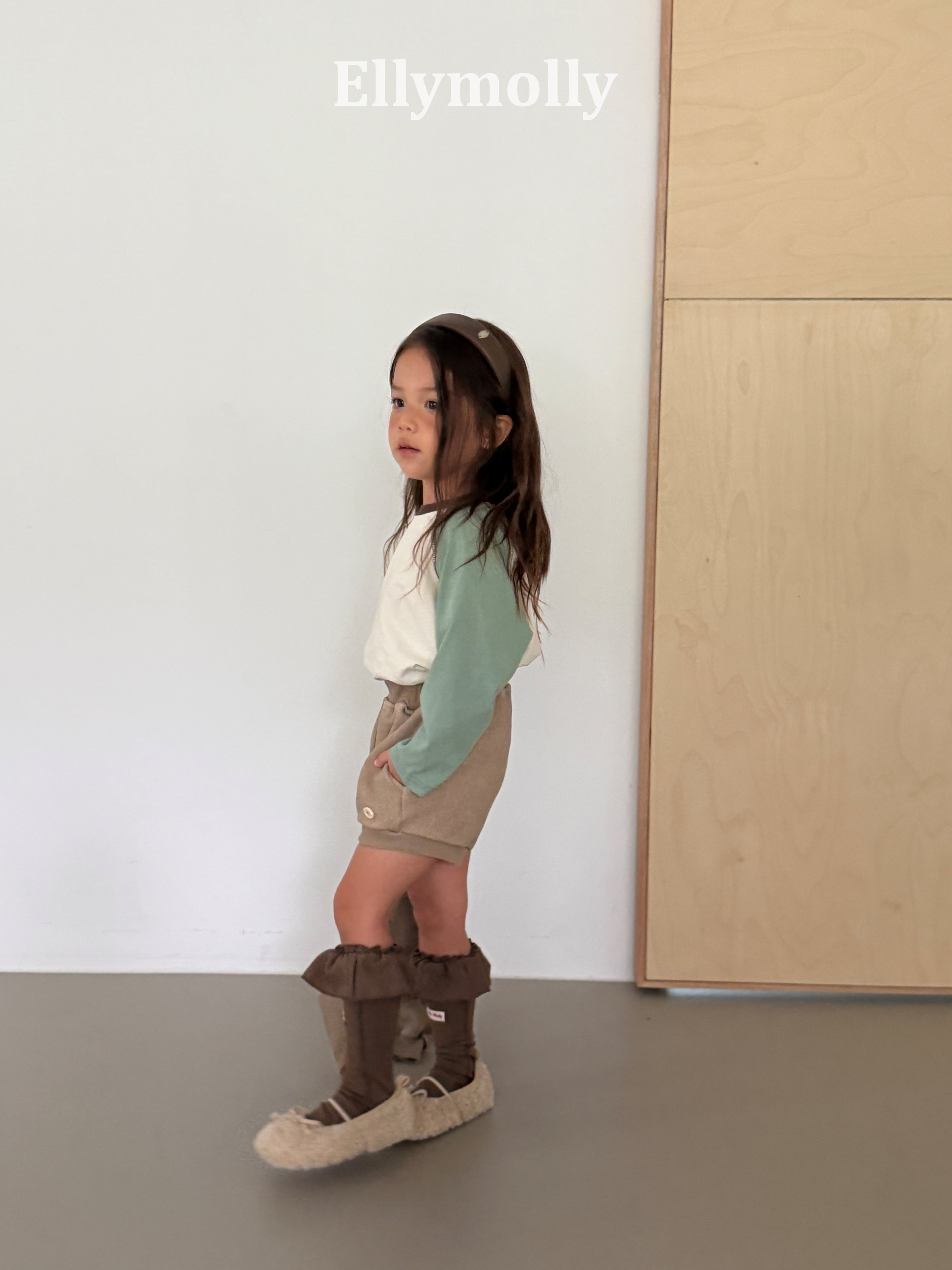 ［ELLY MOLLY］Color block raglan tee