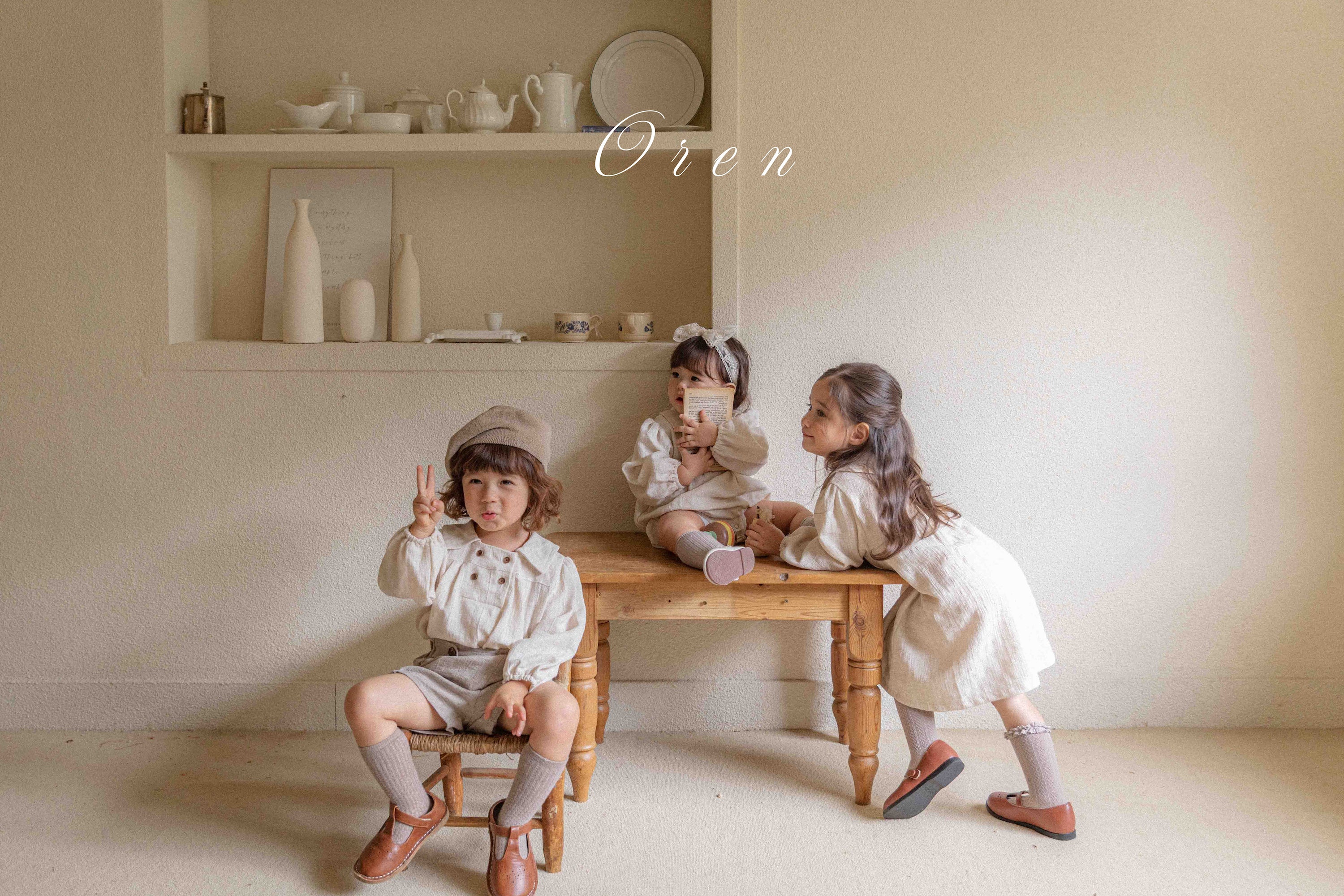 ［OREN］Nunu jacquard double rompers