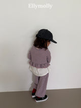 ［ELLY MOLLY］Loen stripe frill cardigan