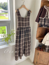 ［OREN］Noirjette check one-piece (mom)