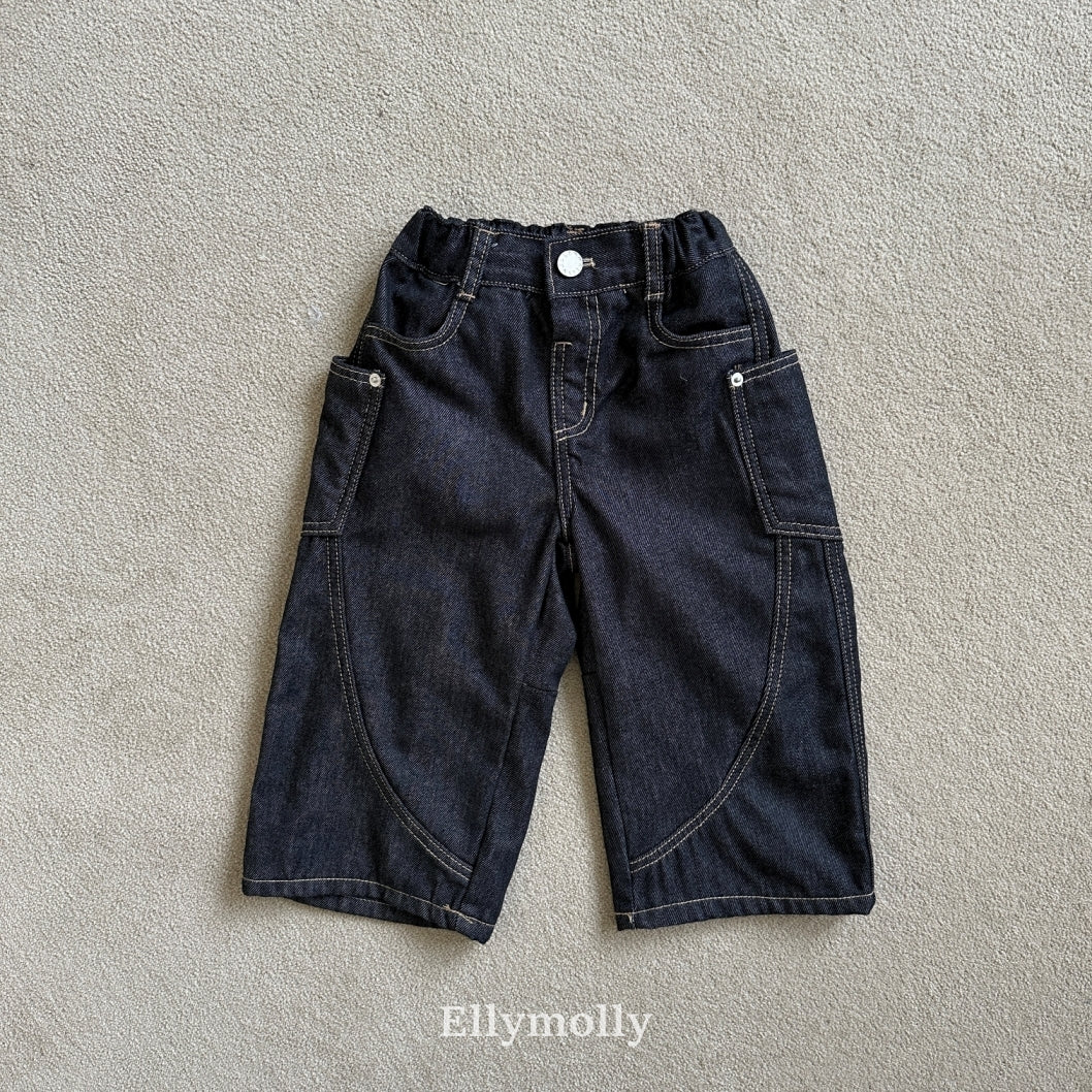 ［ELLY MOLLY］Rivet curve denim pants