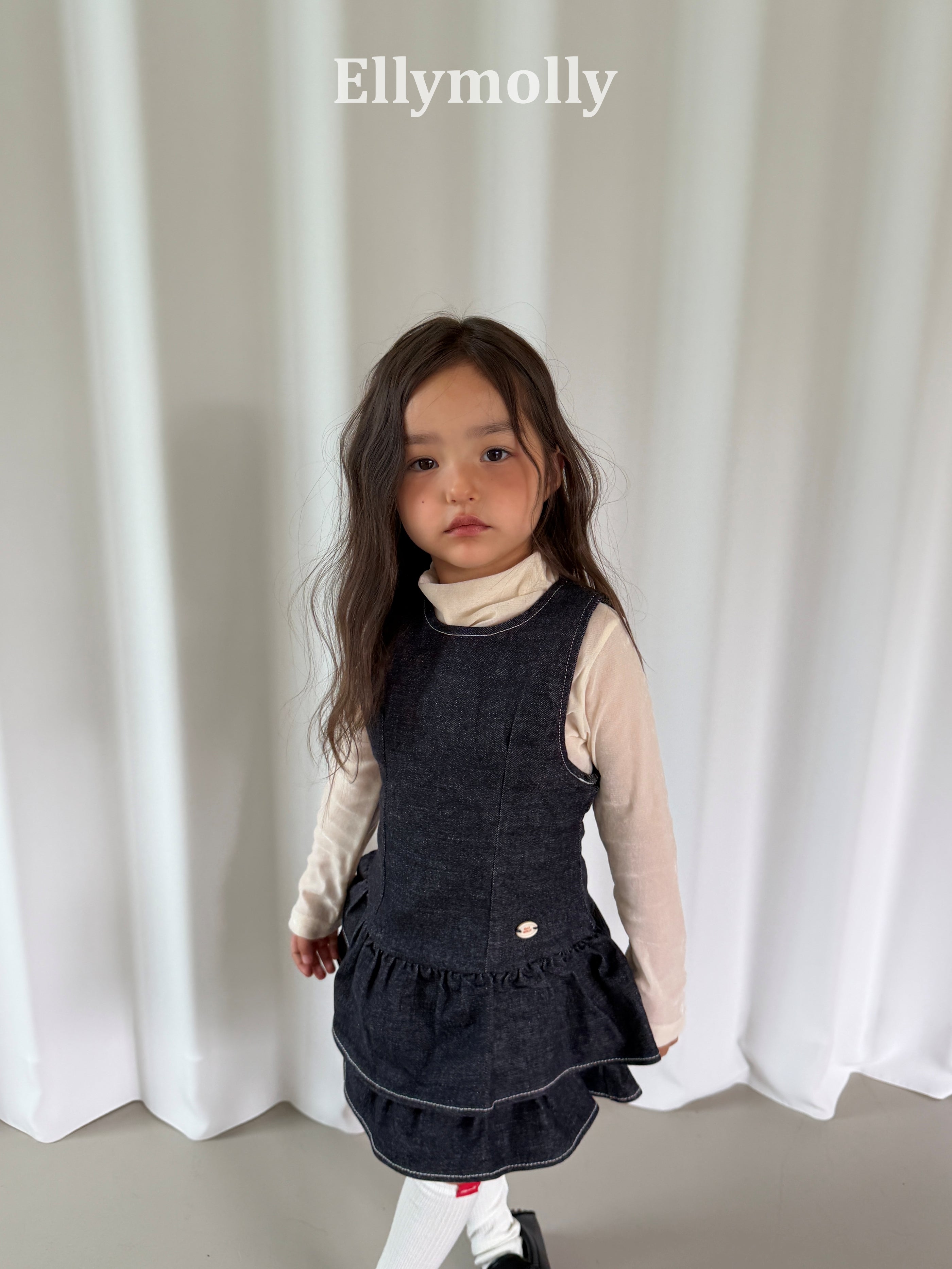 ［ELLY MOLLY］Velvet high neck tops